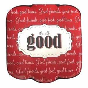 Life Is Good Square Salad Dessert Plate Red / Black Trim Certified International